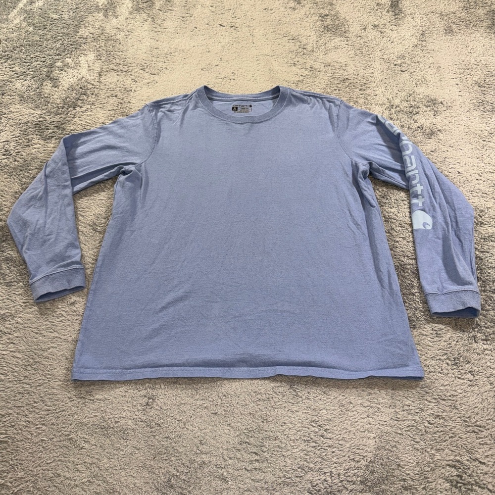 Carhartt Kids XL Long Sleeve Graphic T Shirt 16-18 Blue Cotton Loose Fit TK0201